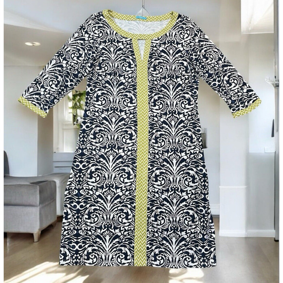 J. McLaughlin Catalina Cloth Dress Women's Size Large Front Keyhole Preppy - Picture 1 of 12